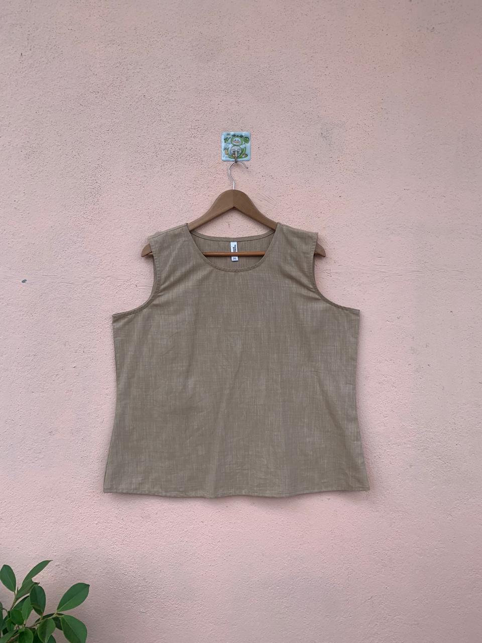 Beige Sleeveless Tank Top