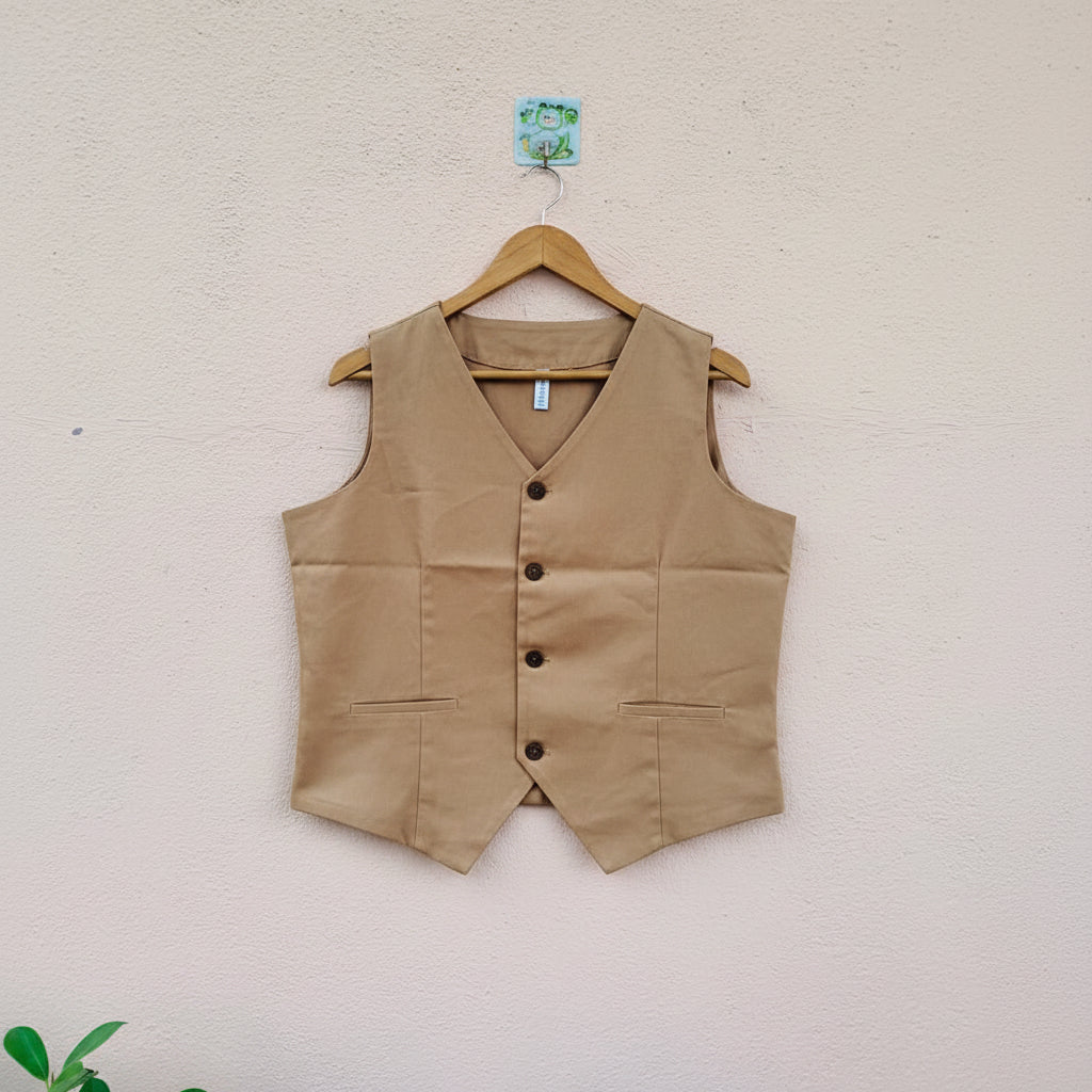 Beige Sleeveless Waistcoat