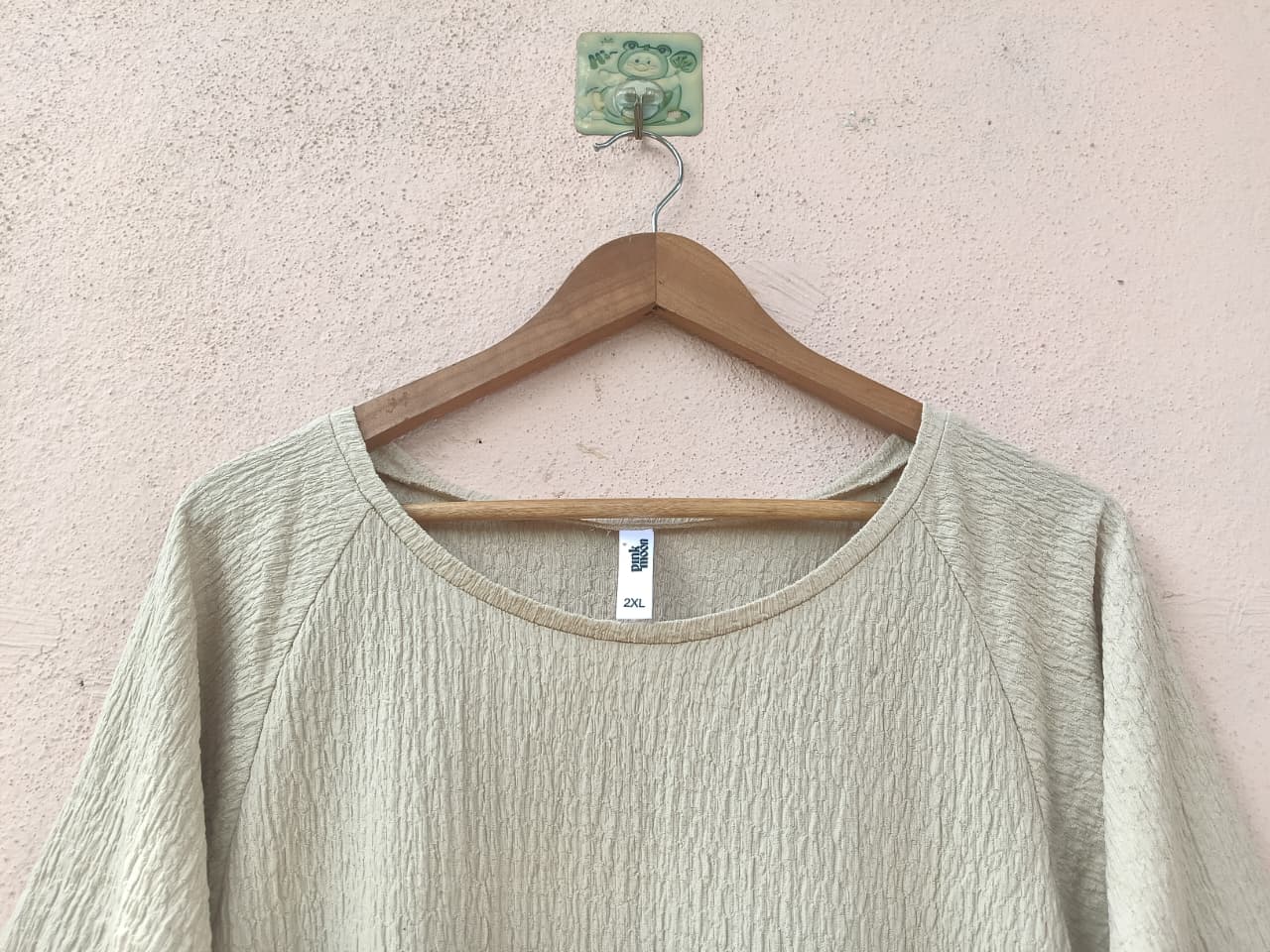Beige Textured Round Neck Top