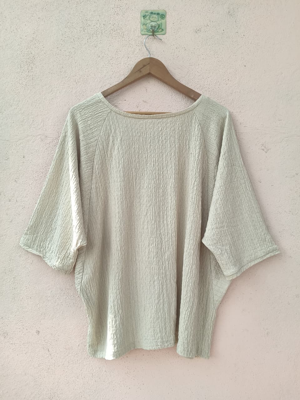 Beige Textured Round Neck Top