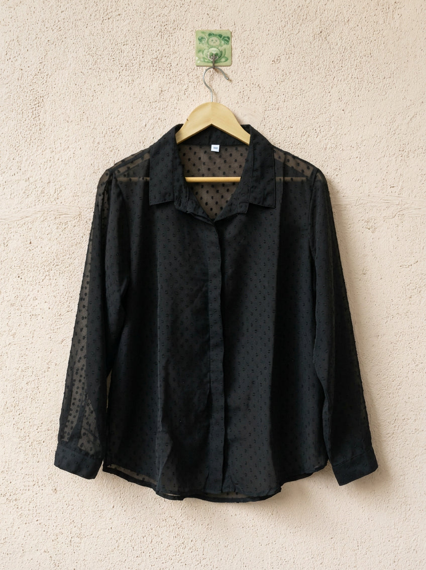 Black Dobby Button-Down Shirt