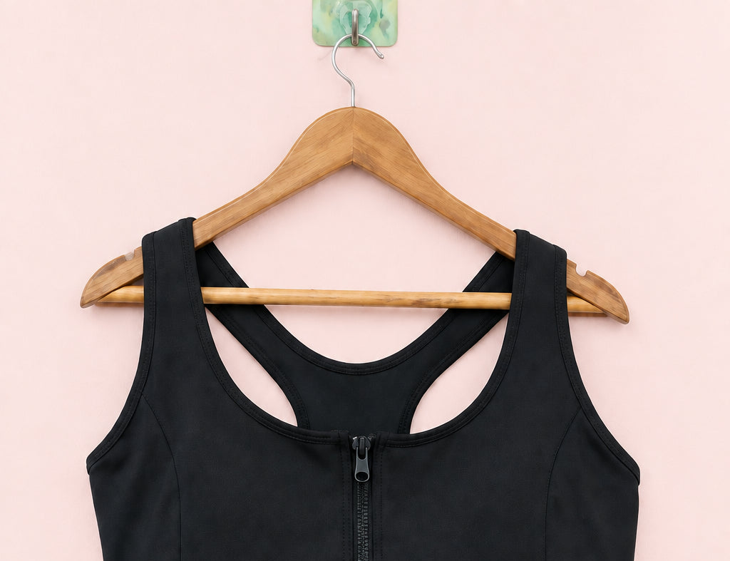 Black Front-Zip Sports Bra