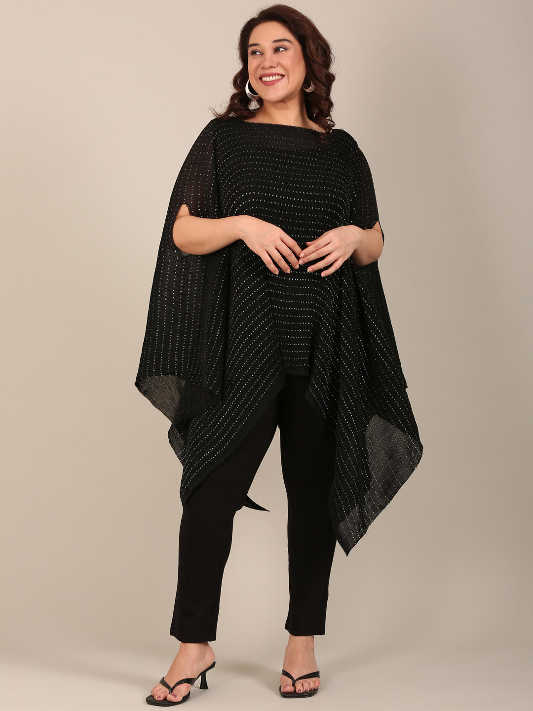 Black Lurex Kaftan Tunic