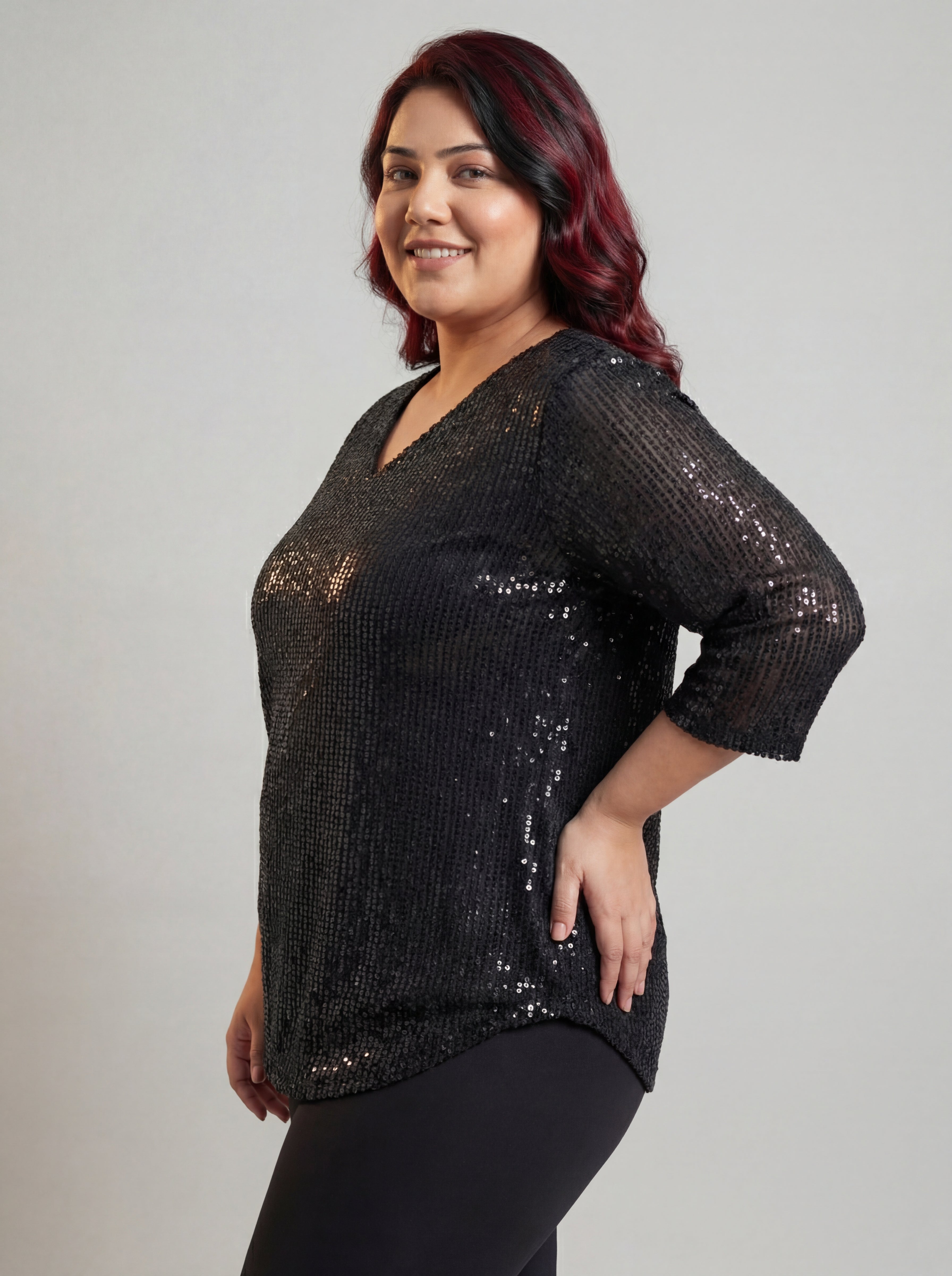 Black Shimmer Sequin Top