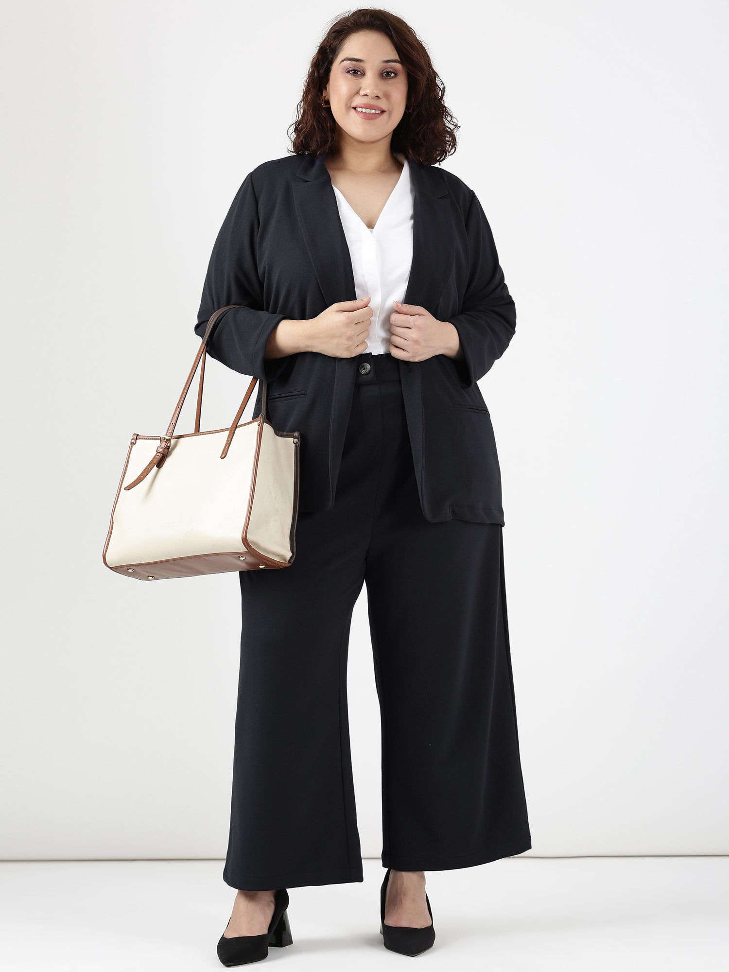 Black Size Formal Blazer and Pant Co-ord Set (2 Piece)
