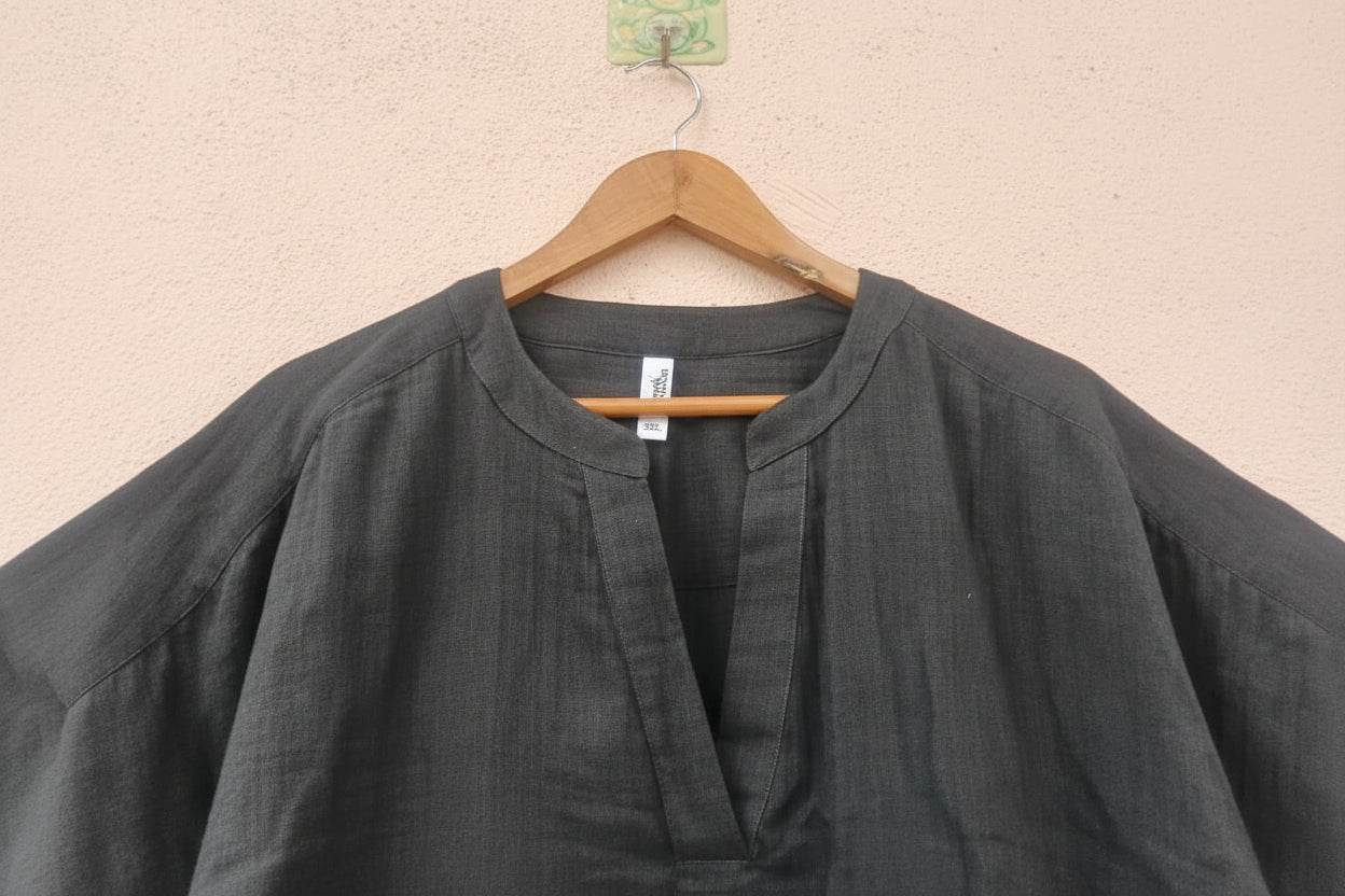 Black Solid V-Neck Top