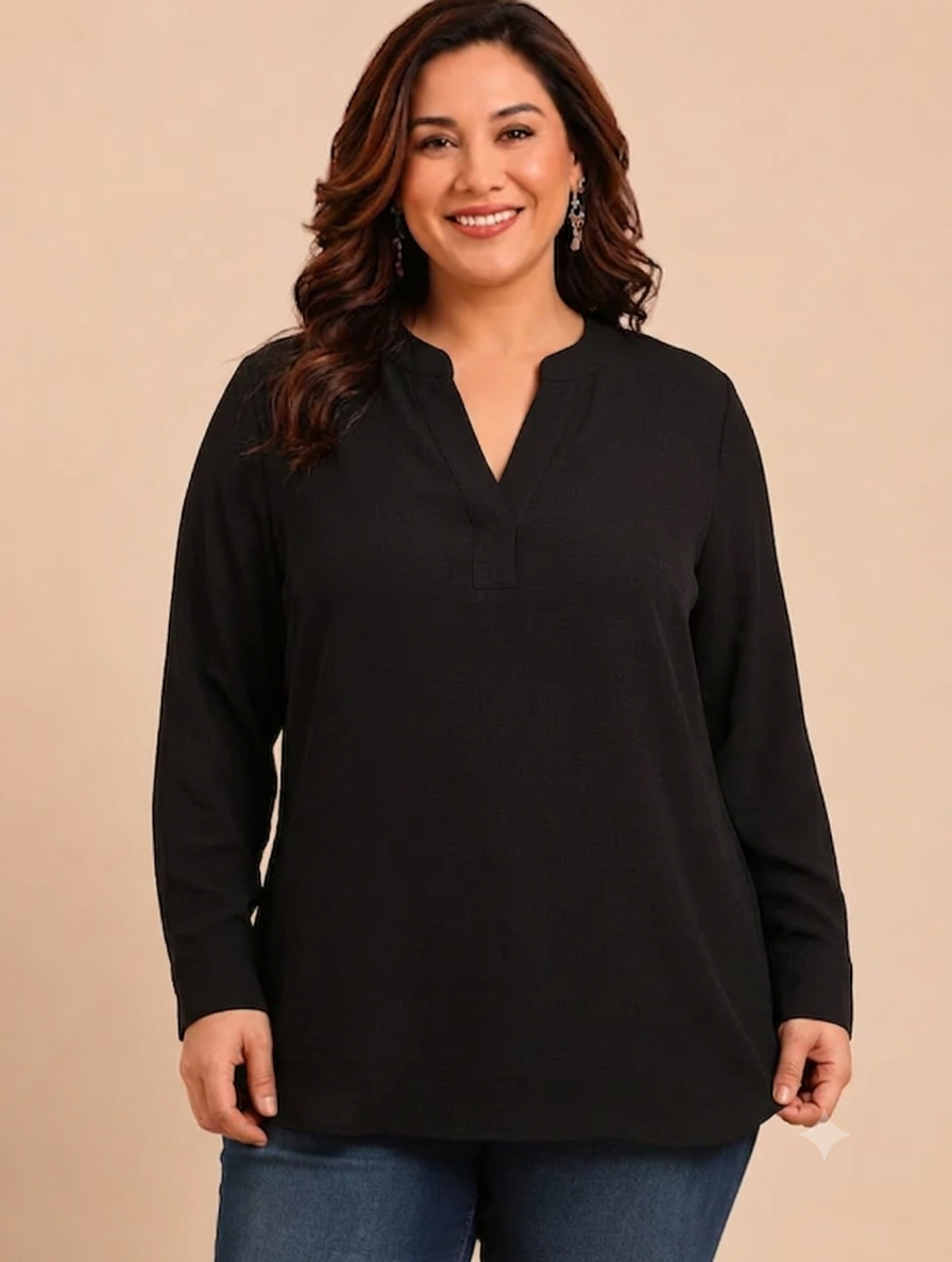 Black Solid Viscose Top