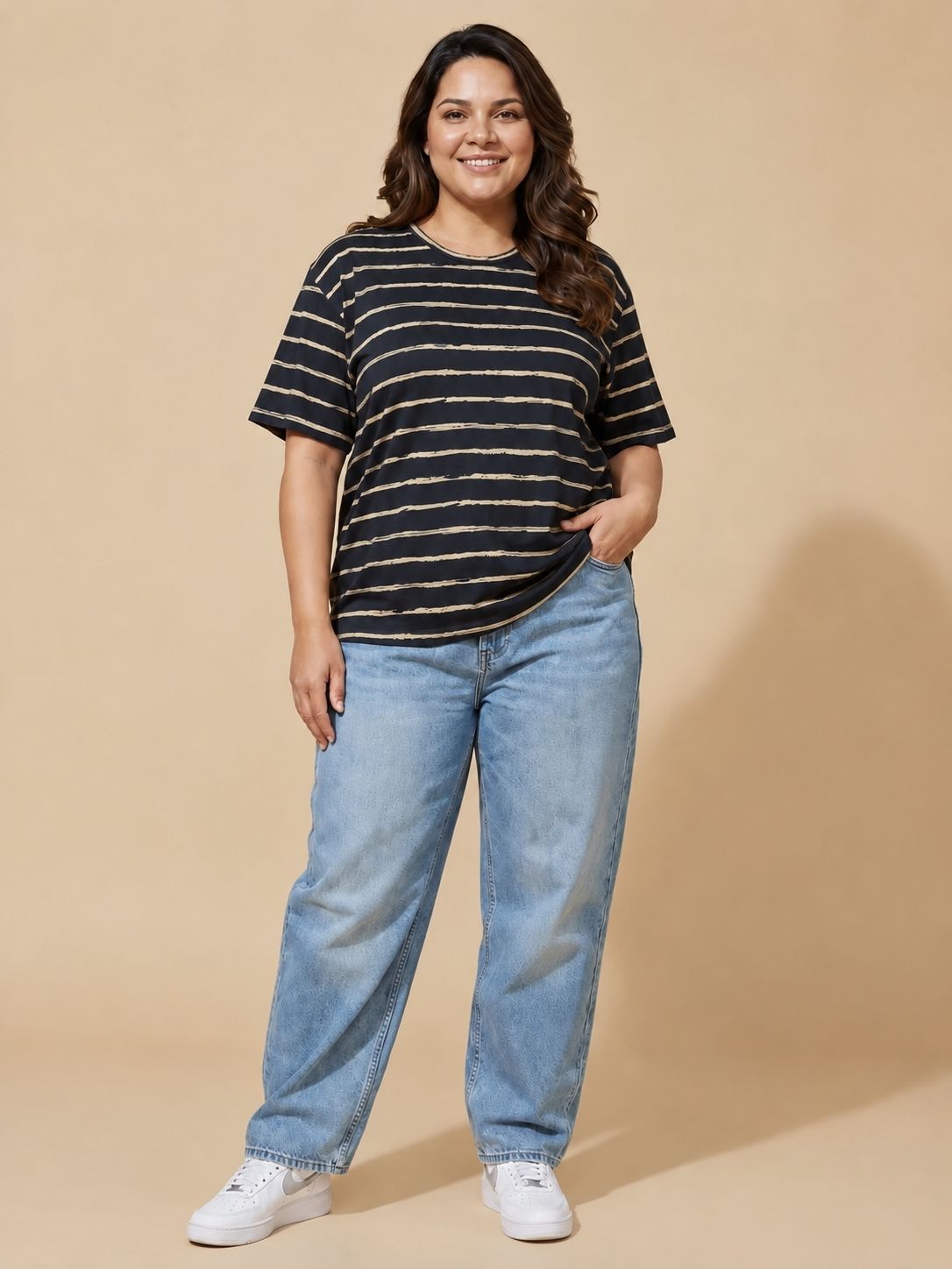 Black Striped Oversized T-Shirt