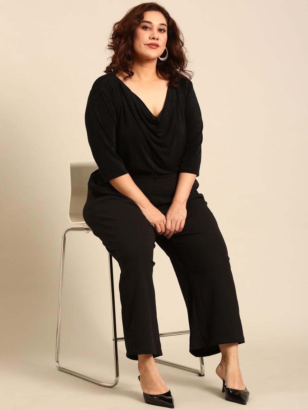 Black Top & Black Korean Pants Co-ord Set (2 Piece)