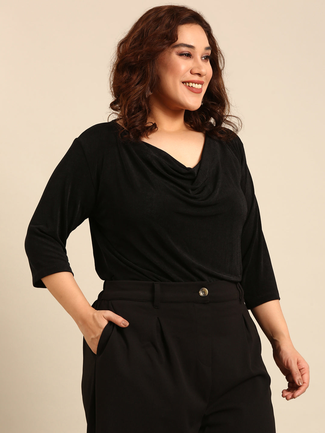 Black Top & Black Korean Pants Co-ord Set (2 Piece)