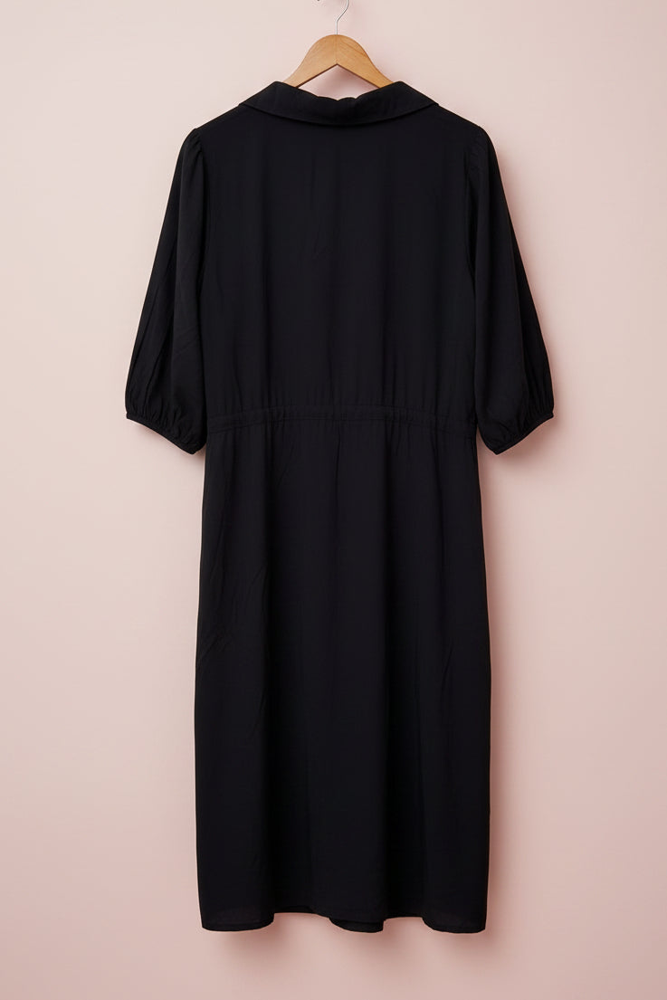 Black V-Neck Collared Dress