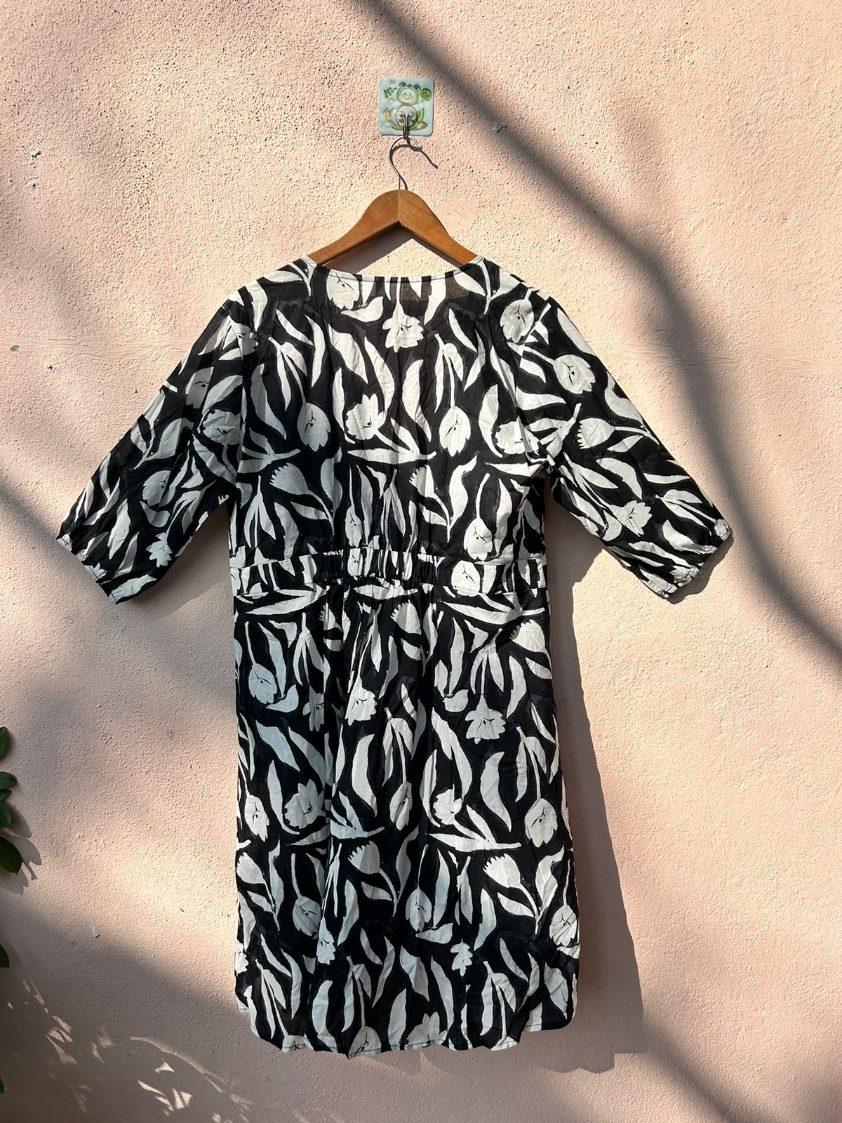 Black & White Printed V-Neck Dress