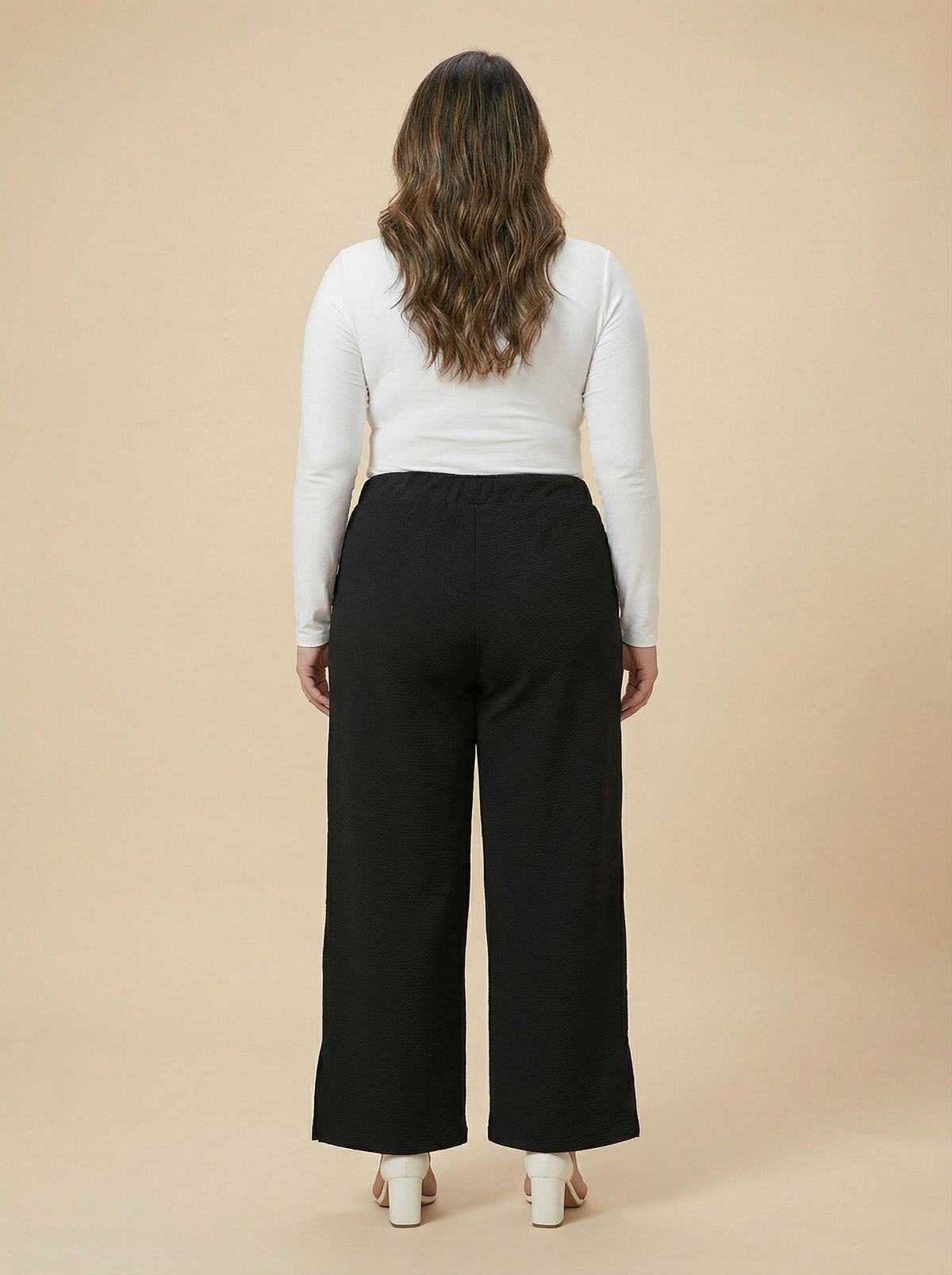 Black Wide-Leg Stretchable Palazzo