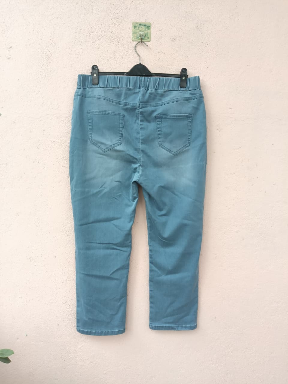 Blue Elastic-Waist Denim Jeans