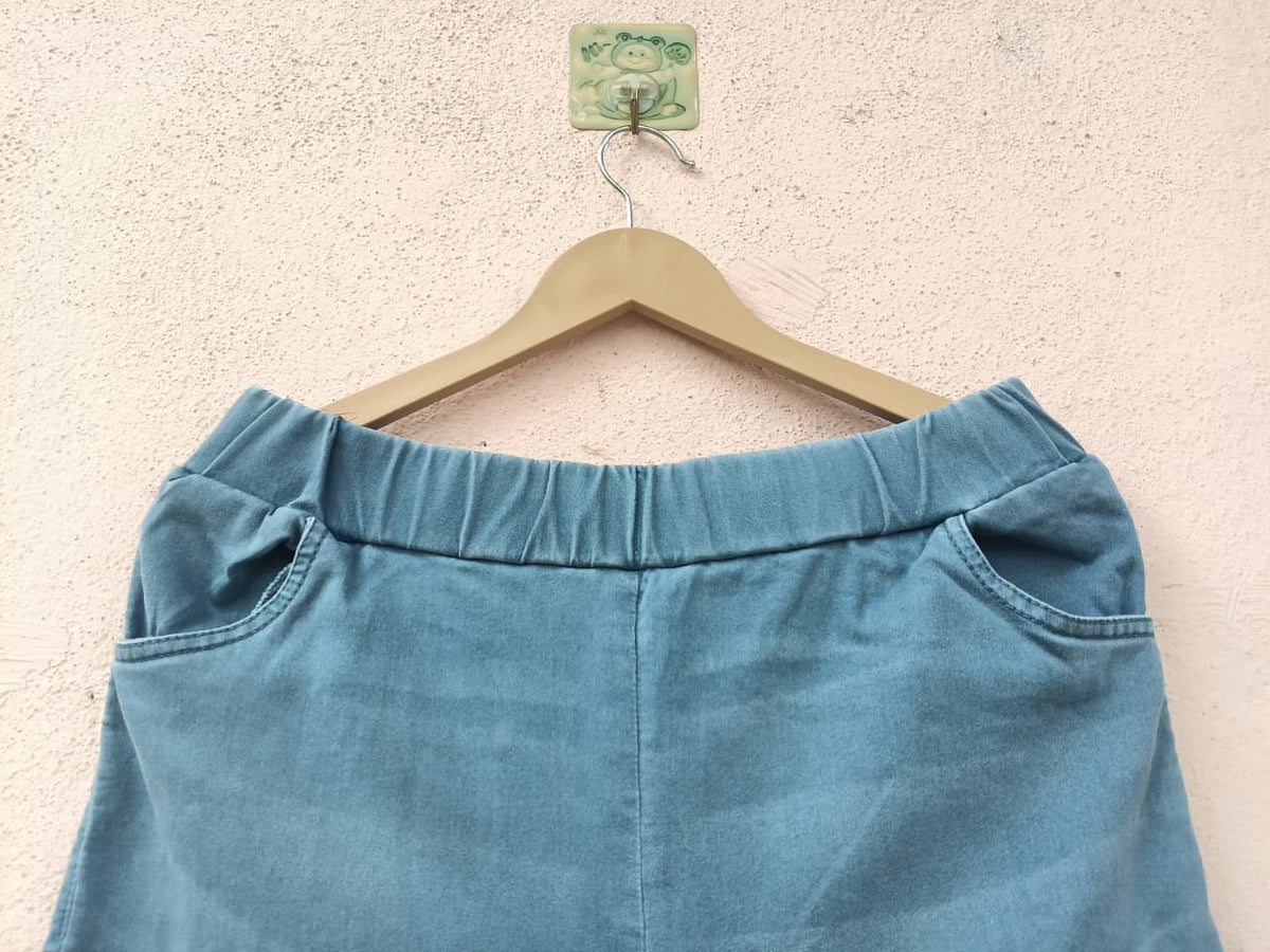 Blue High-Waist Elasticated Jeans