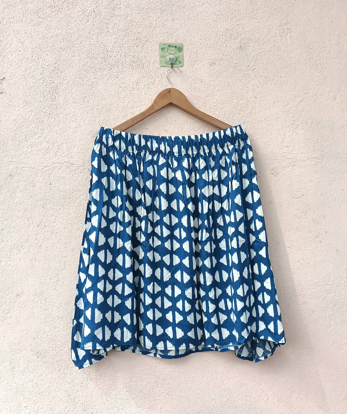 Blue Ikat Print Knee-Length Skirt