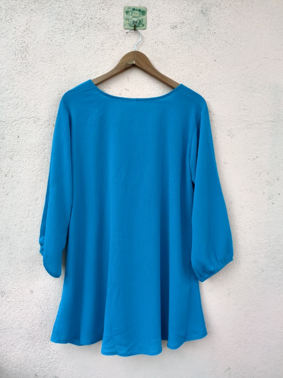 Blue Solid V-Neck Tunic