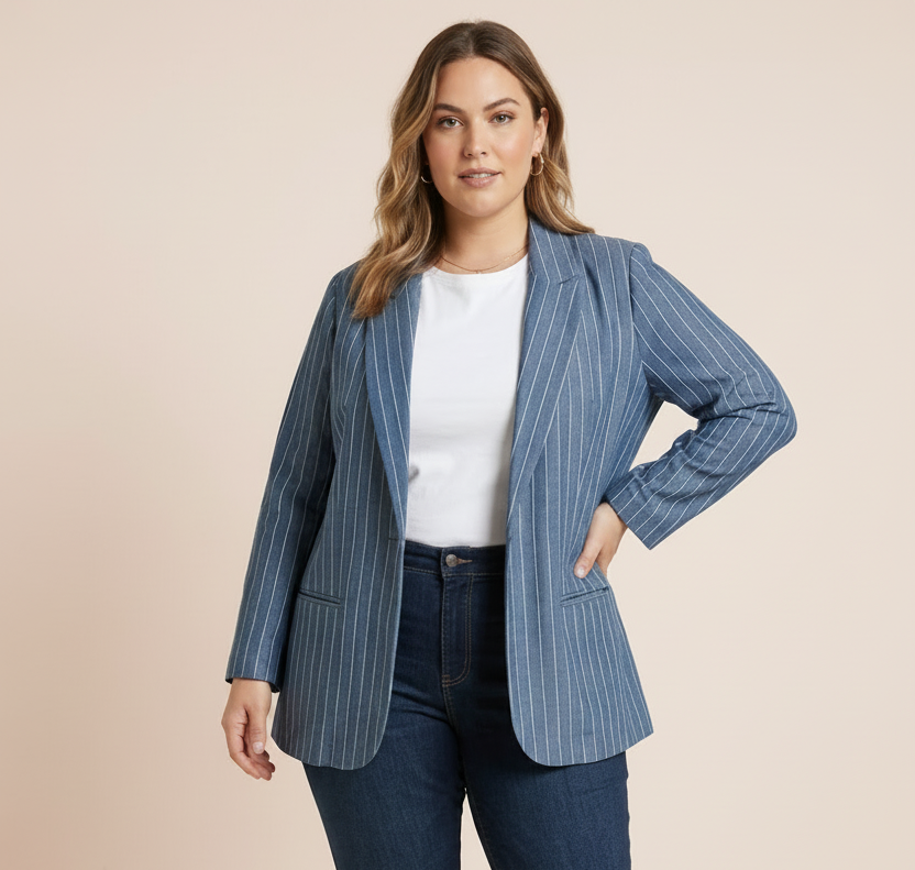 Blue Vertical Stripe Blazer