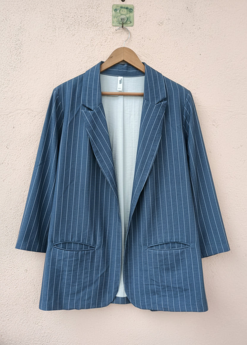 Blue Vertical Stripe Blazer