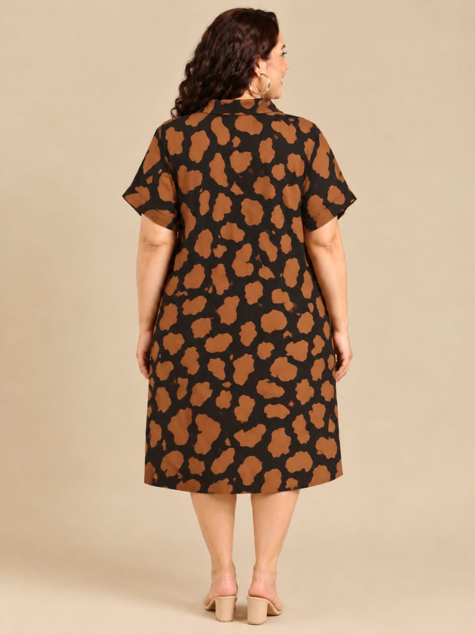 Brown & Black Oversized Midi Shirt Dress
