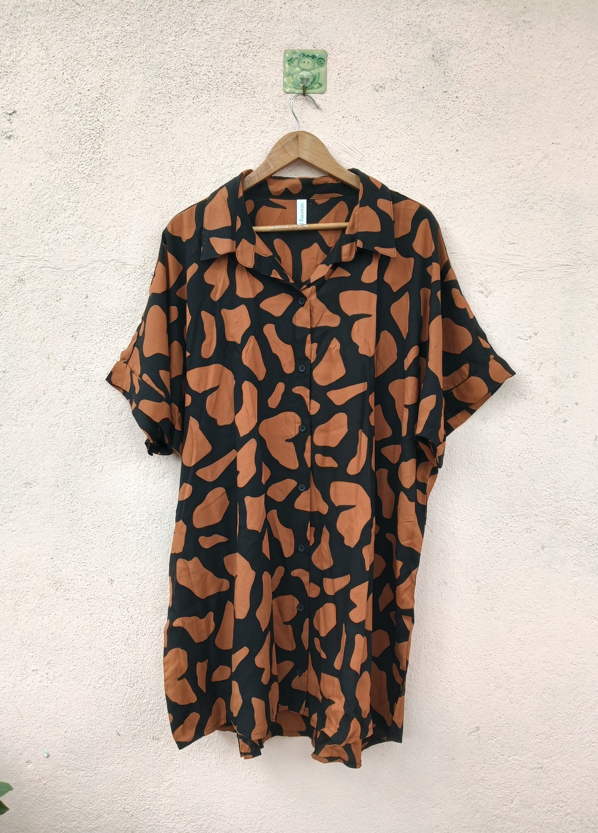 Brown & Black Oversized Midi Shirt Dress