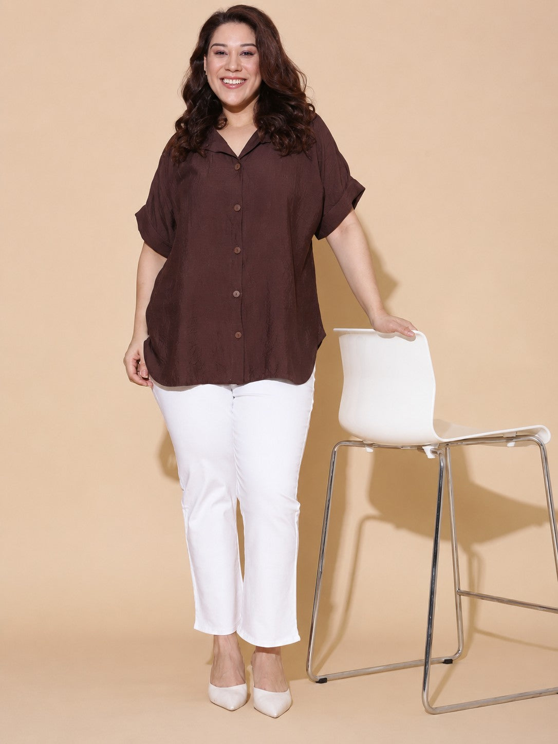 Brown Drop Shoulder Shirt