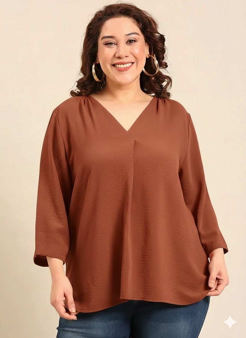 Brown Front Pleat Top