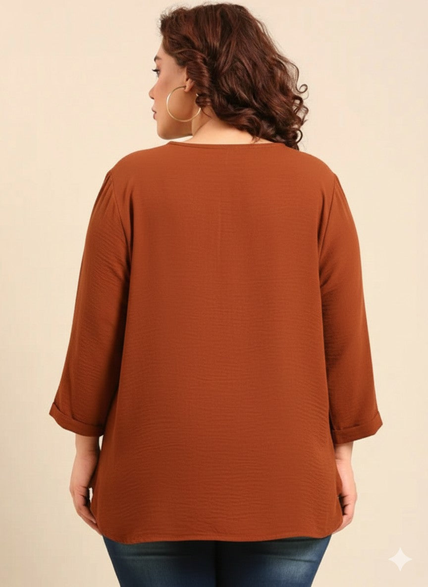 Brown Front Pleat Top2