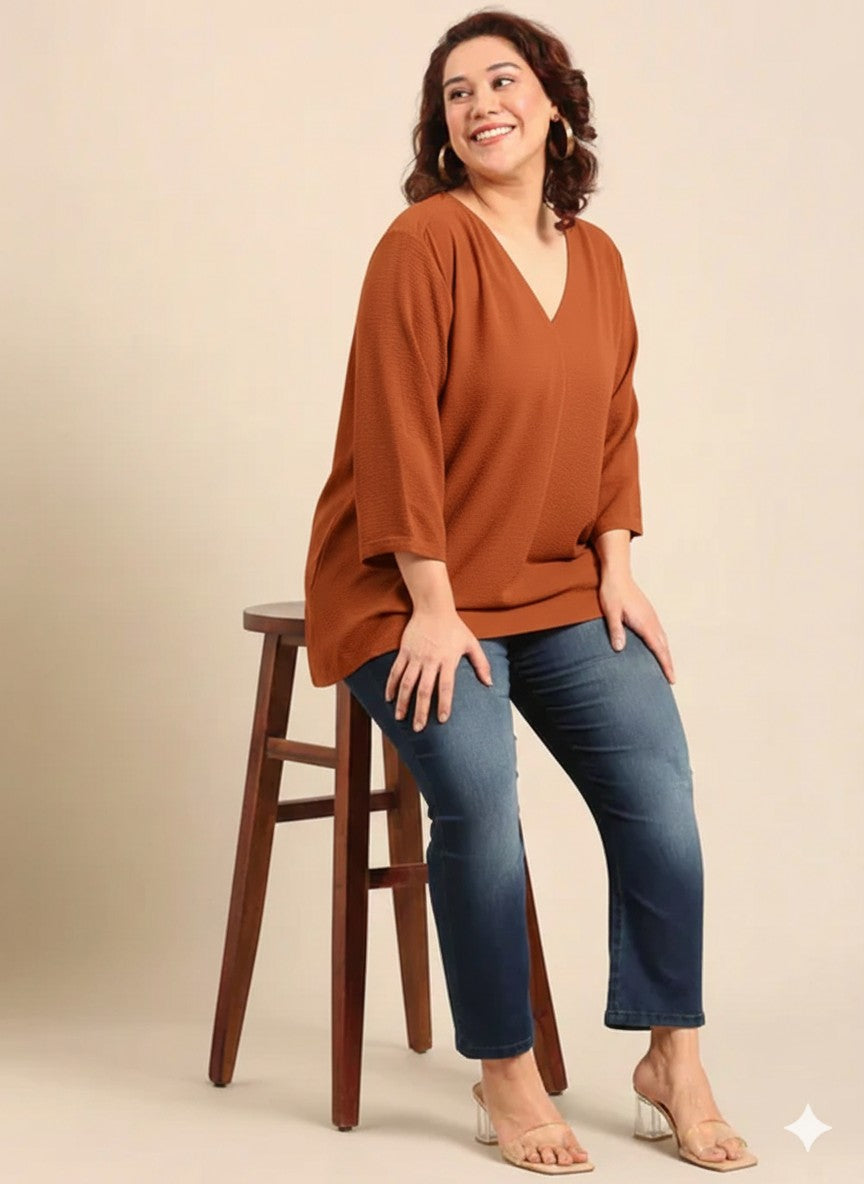 Brown Front Pleat Top4