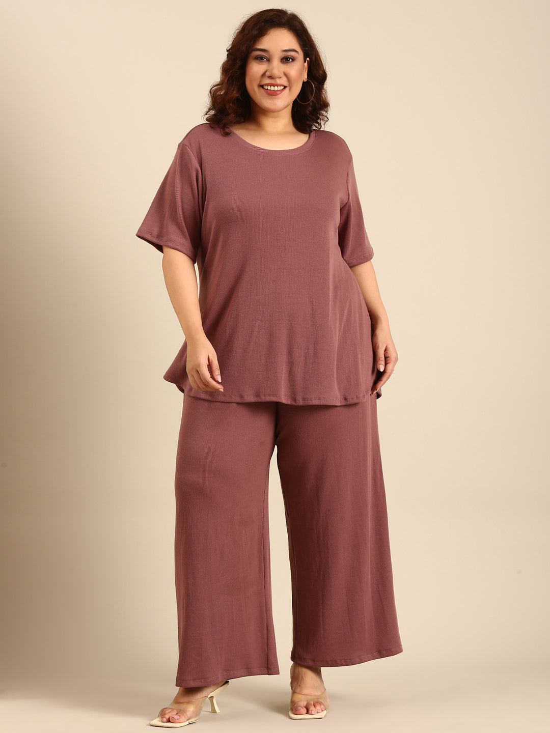 Dust Rose Rib Comfy Pants