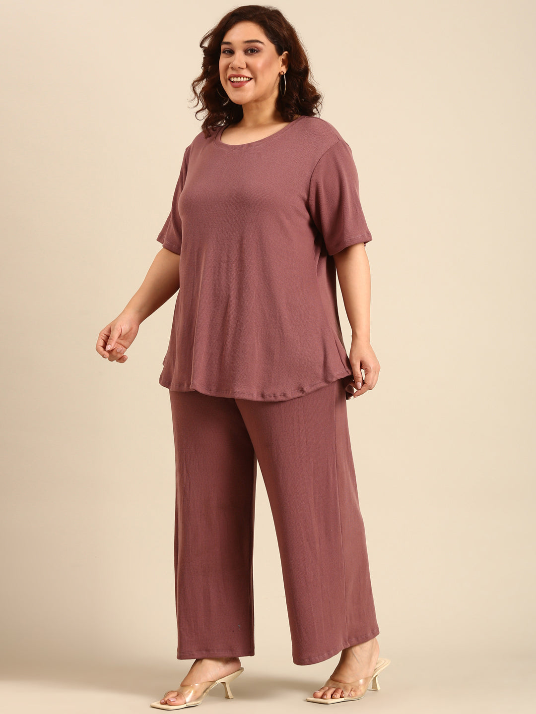 Dust Rose Rib Comfy Pants