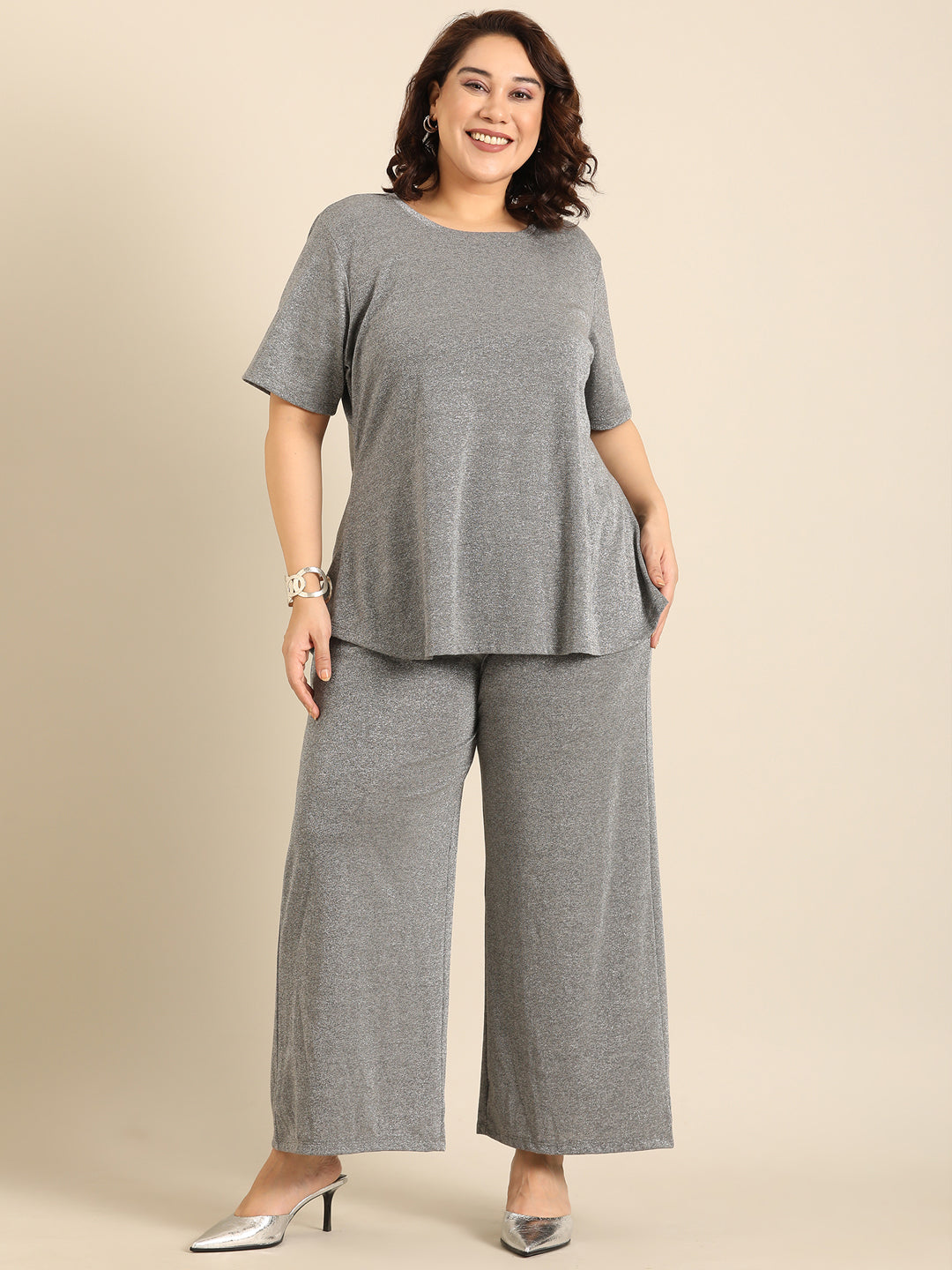 Grey Shimmer Co-ord Set (2 Piece)