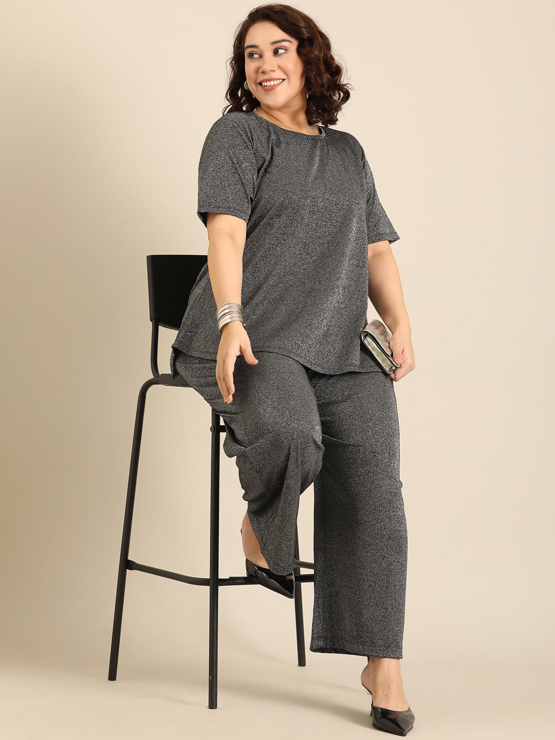 Black Shimmer Co-ord Set (2 Piece)