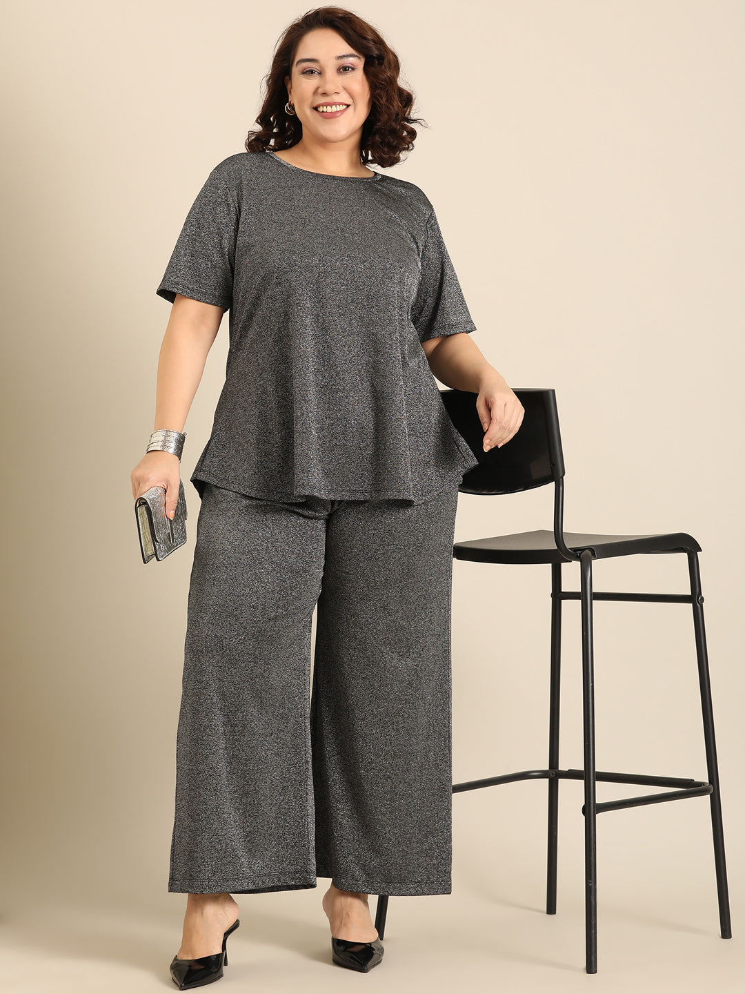 Black Shimmer Co-ord Set (2 Piece)