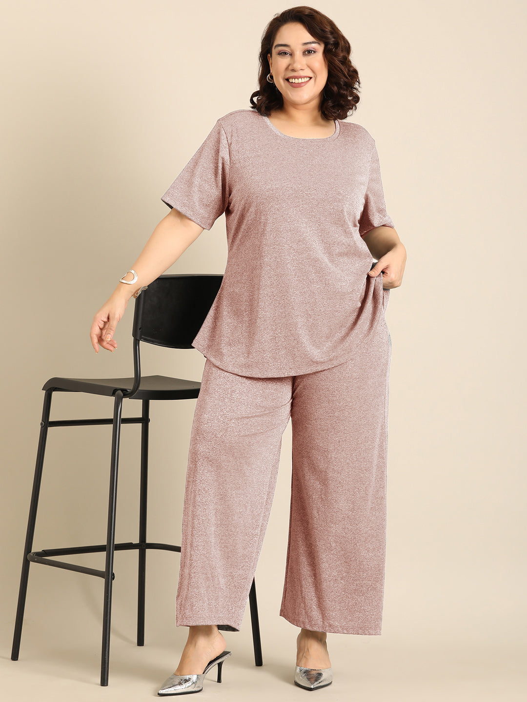 Pink Shimmer Co-ord Set (2 Piece)