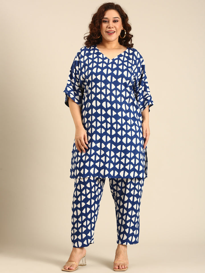 Blue Geometric Printed Tunic