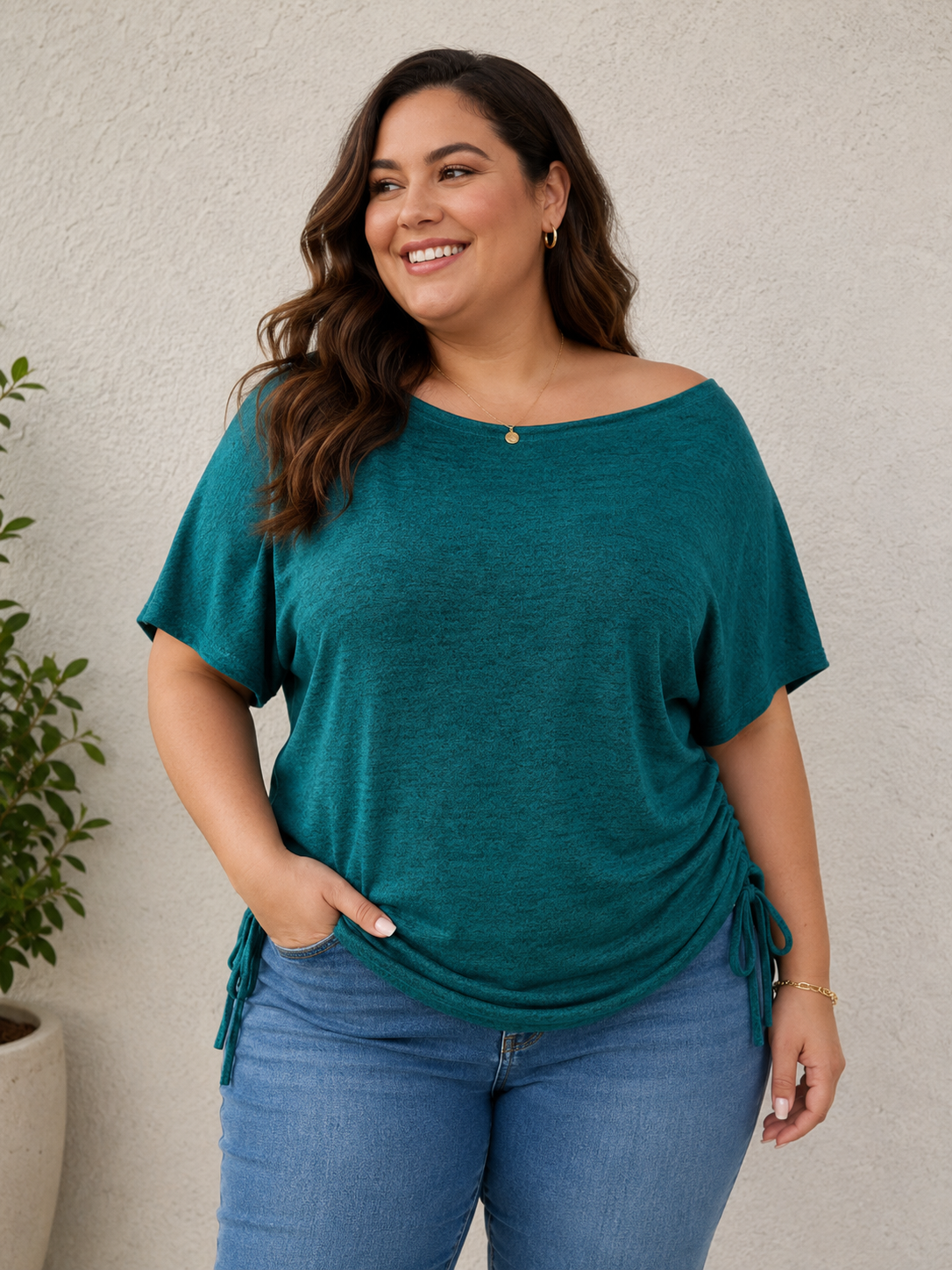 Green Side-Tie Asymmetric Top