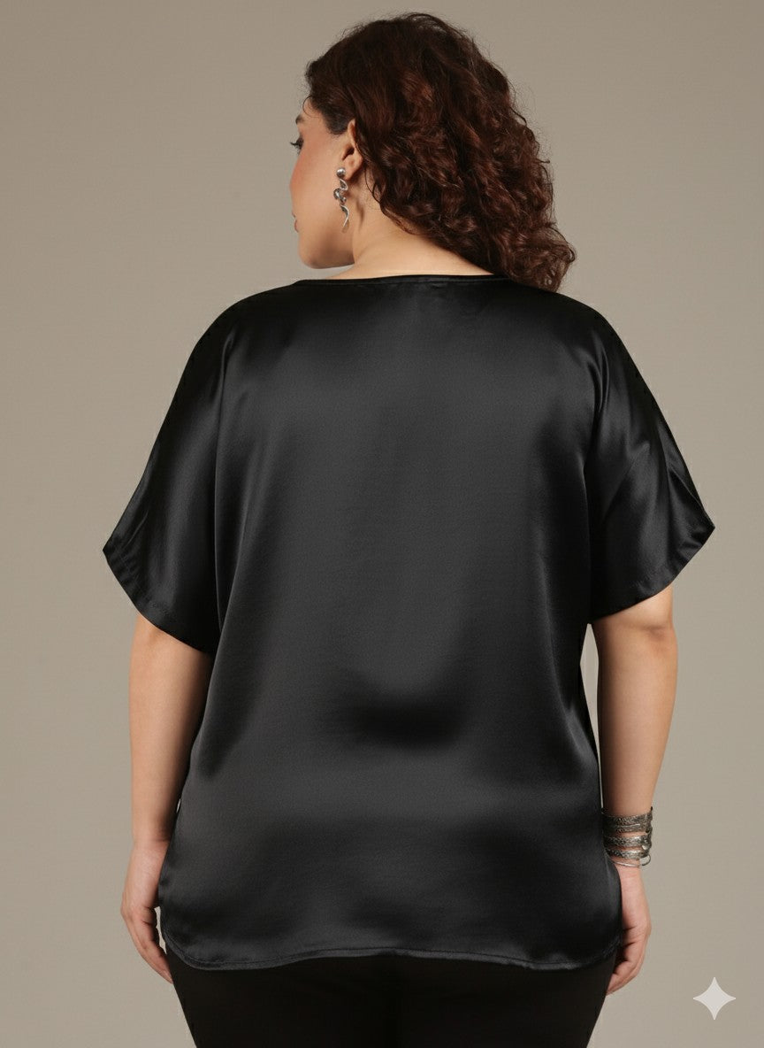 Classic Black Front-Pleat Top