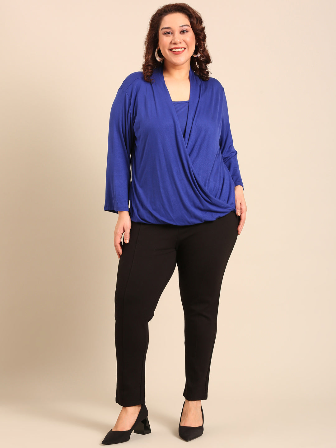 Cobalt Blue Jersey Overlap Top