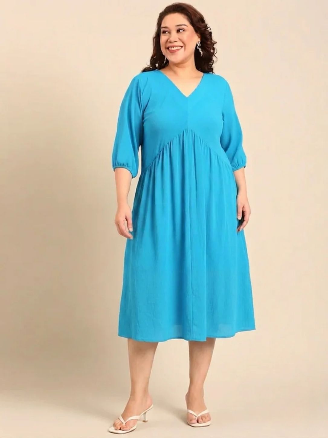 Cobalt Crepe Midi Dress