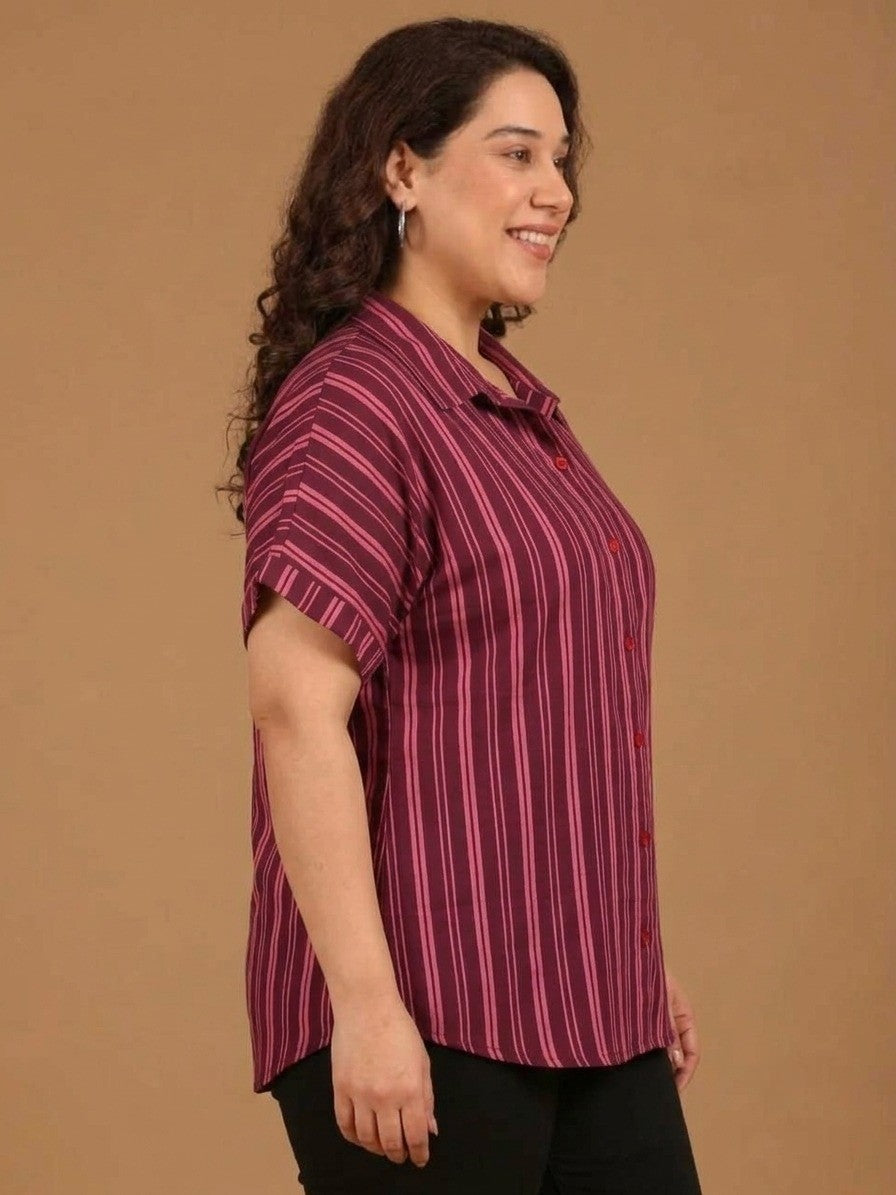 Cotton Pink Striped Button-Down Shirt