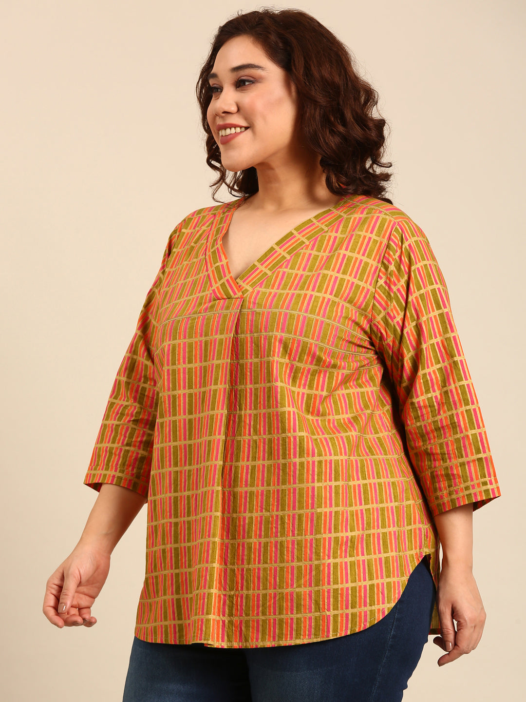 Cotton Printed V-Neck Top2