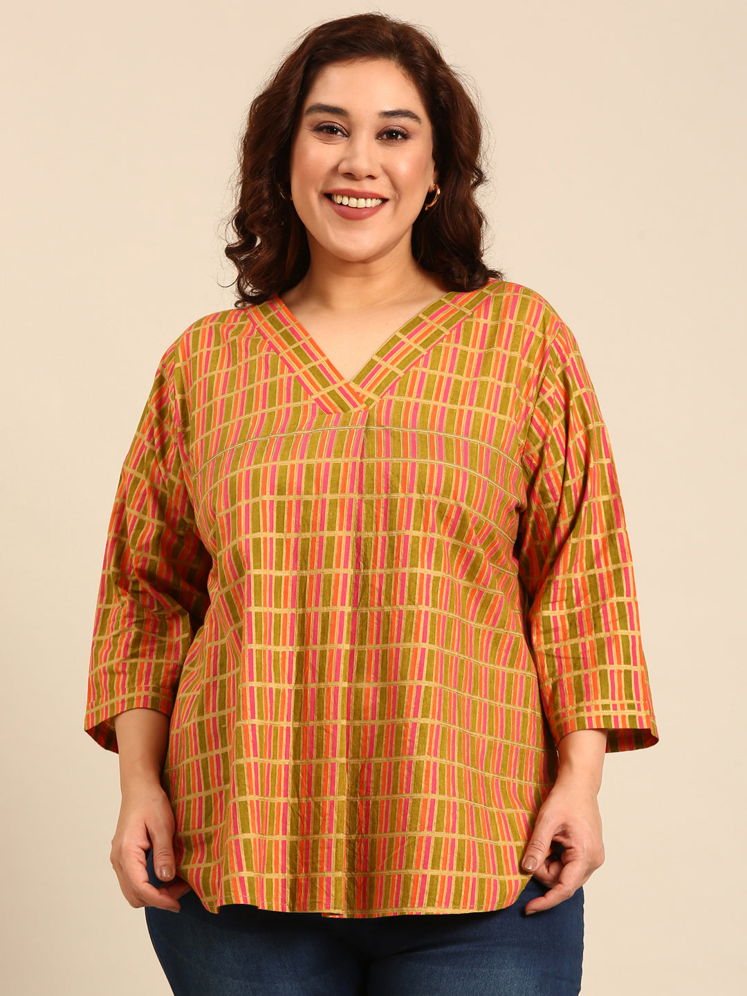 Cotton Printed V-Neck Top4