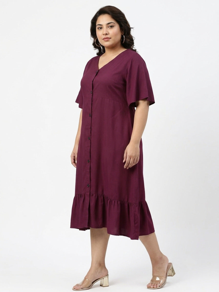 A-Line Viscose Button-Down Dress