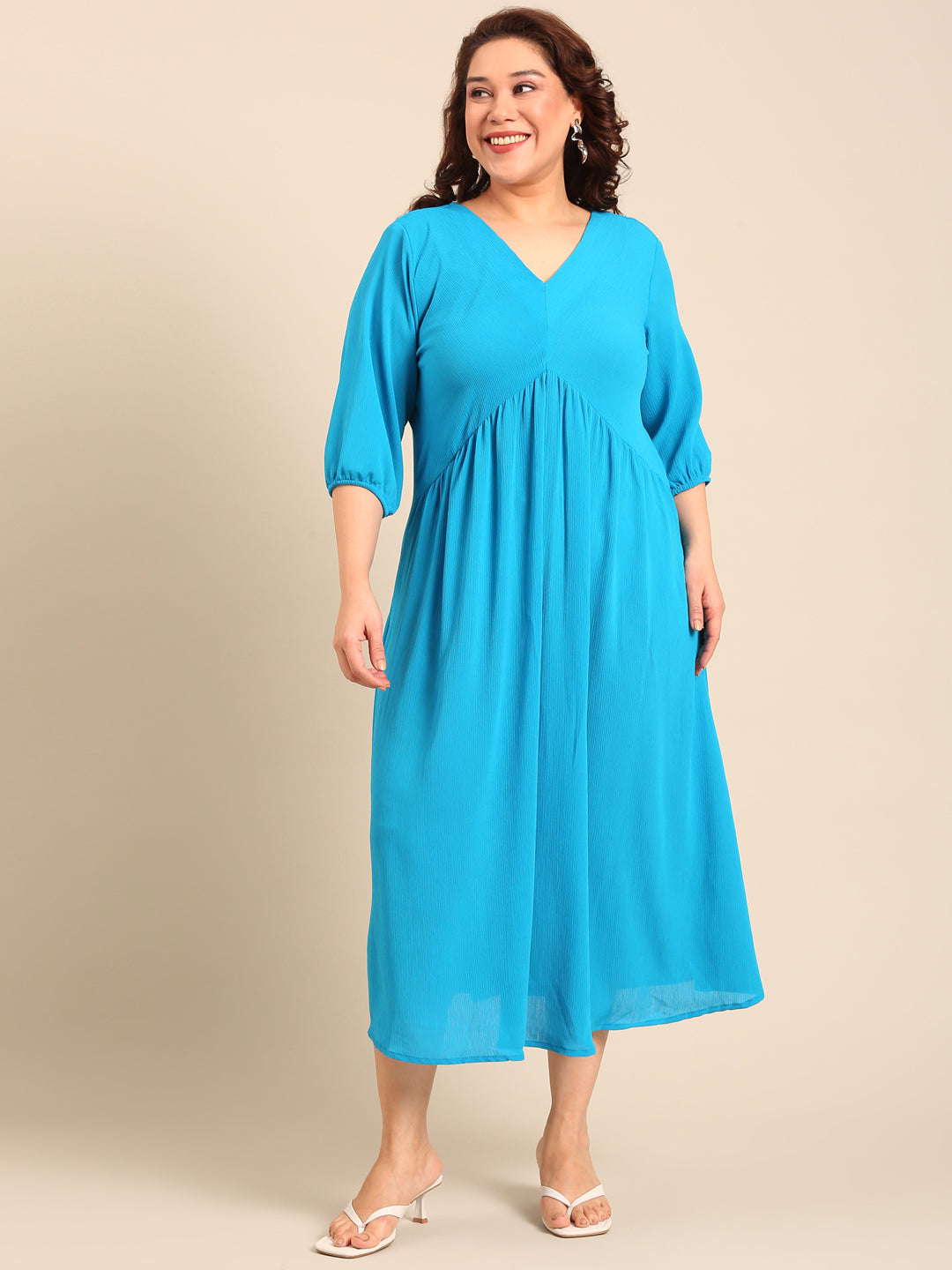 Cobalt Crepe Maxi Dress