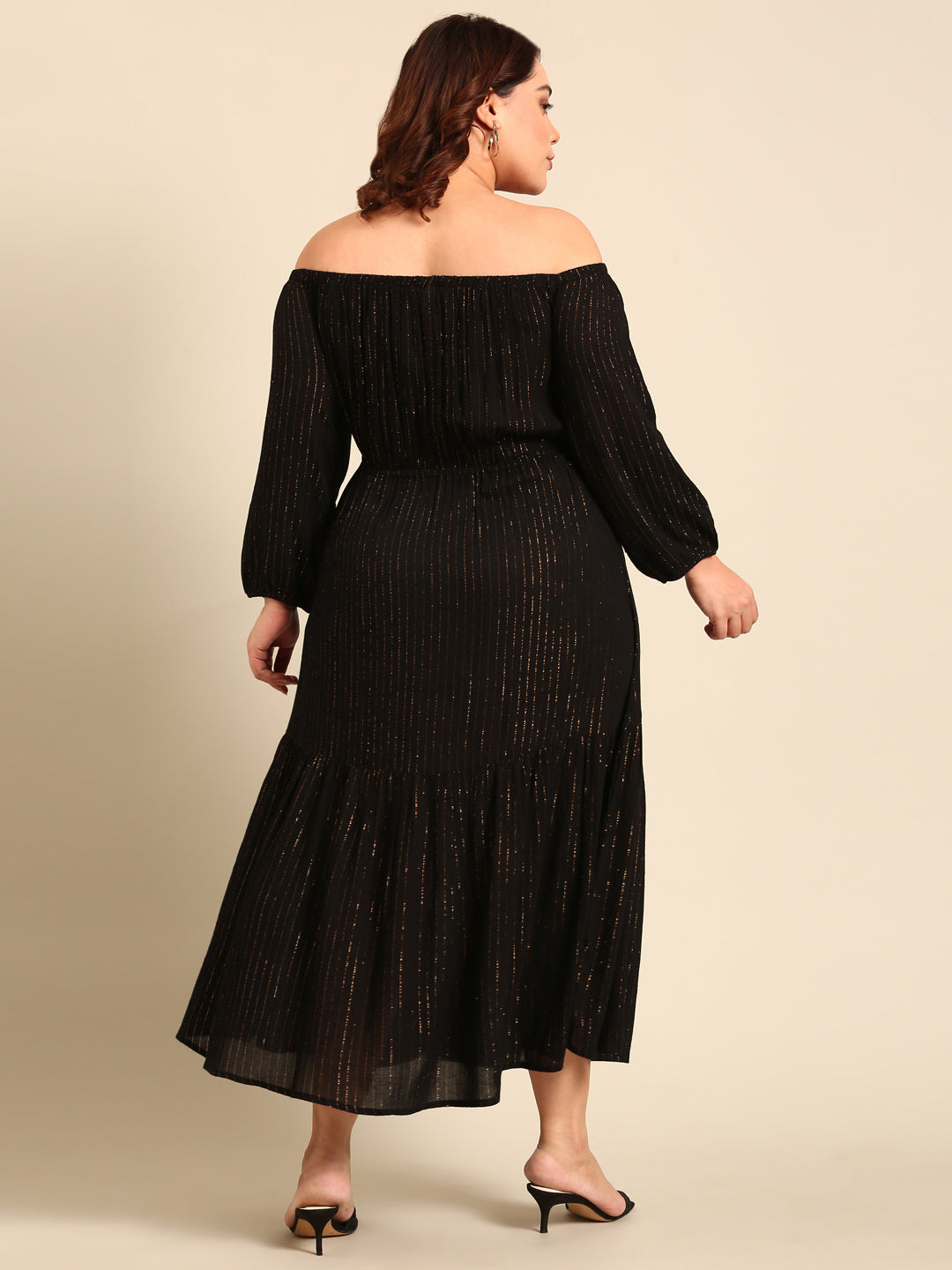 Black And Gold Off Shoulder Dress