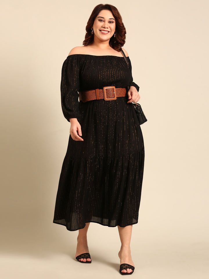 Black And Gold Off Shoulder Dress