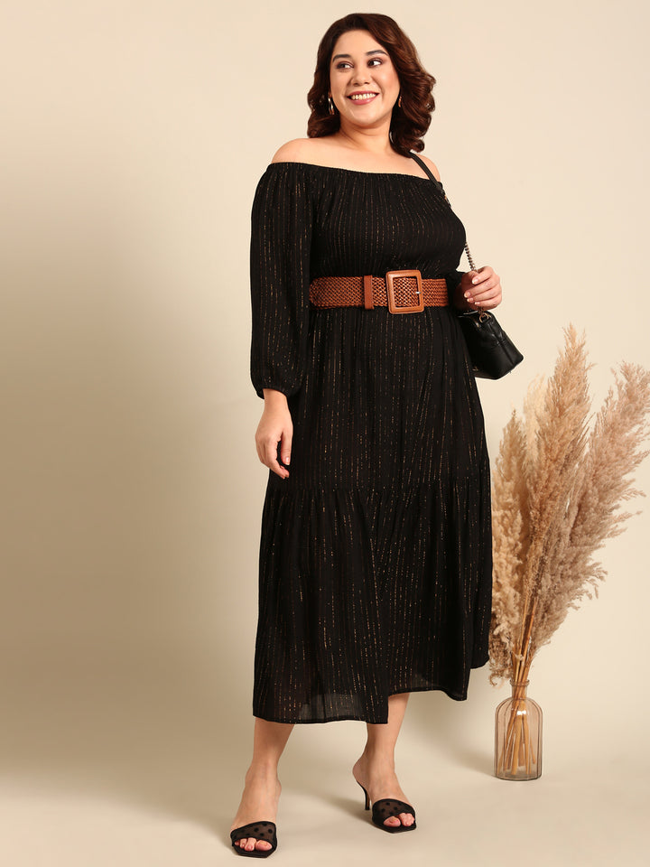 Black And Gold Off Shoulder Dress