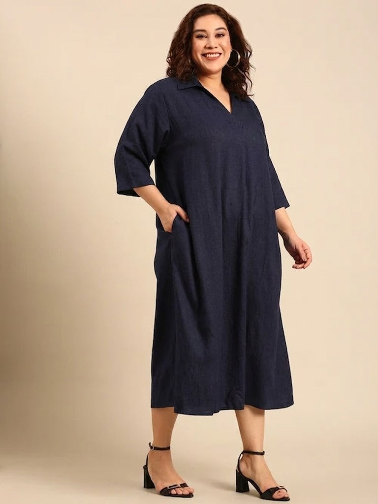 Solid Navy Maxi Dress
