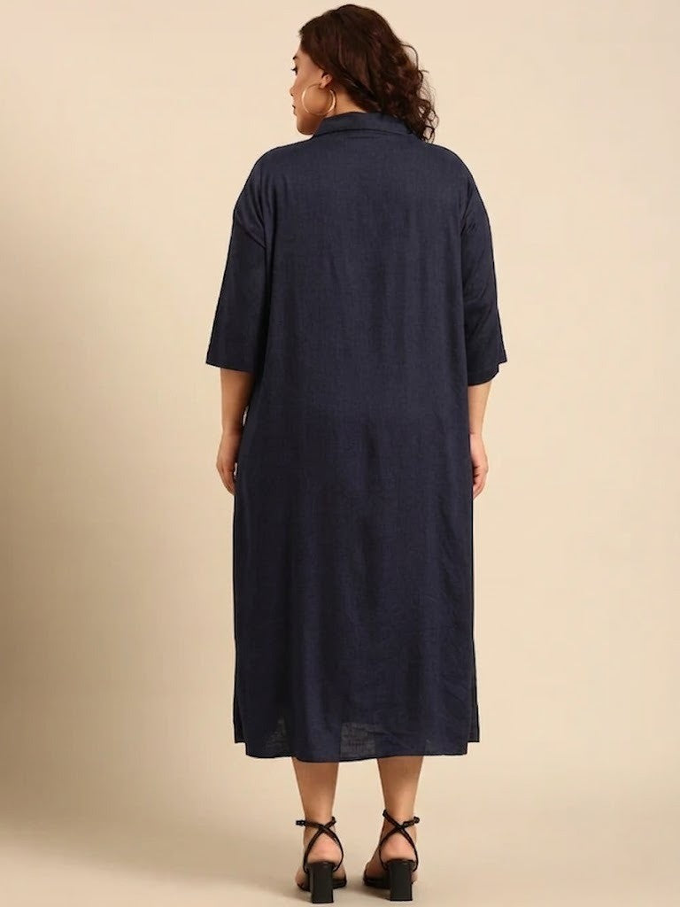 Solid Navy Maxi Dress